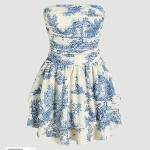 Cider blue and beige patterned dress